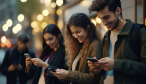 mladi na mobilnom telefonu